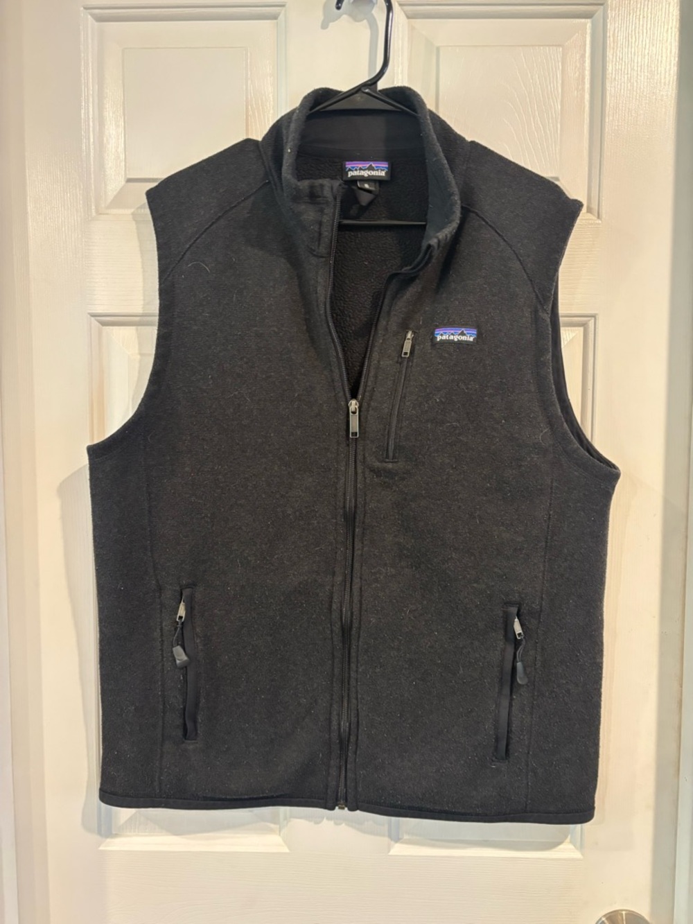 Patagonia Black Fleece Vest with Multicolor Logo